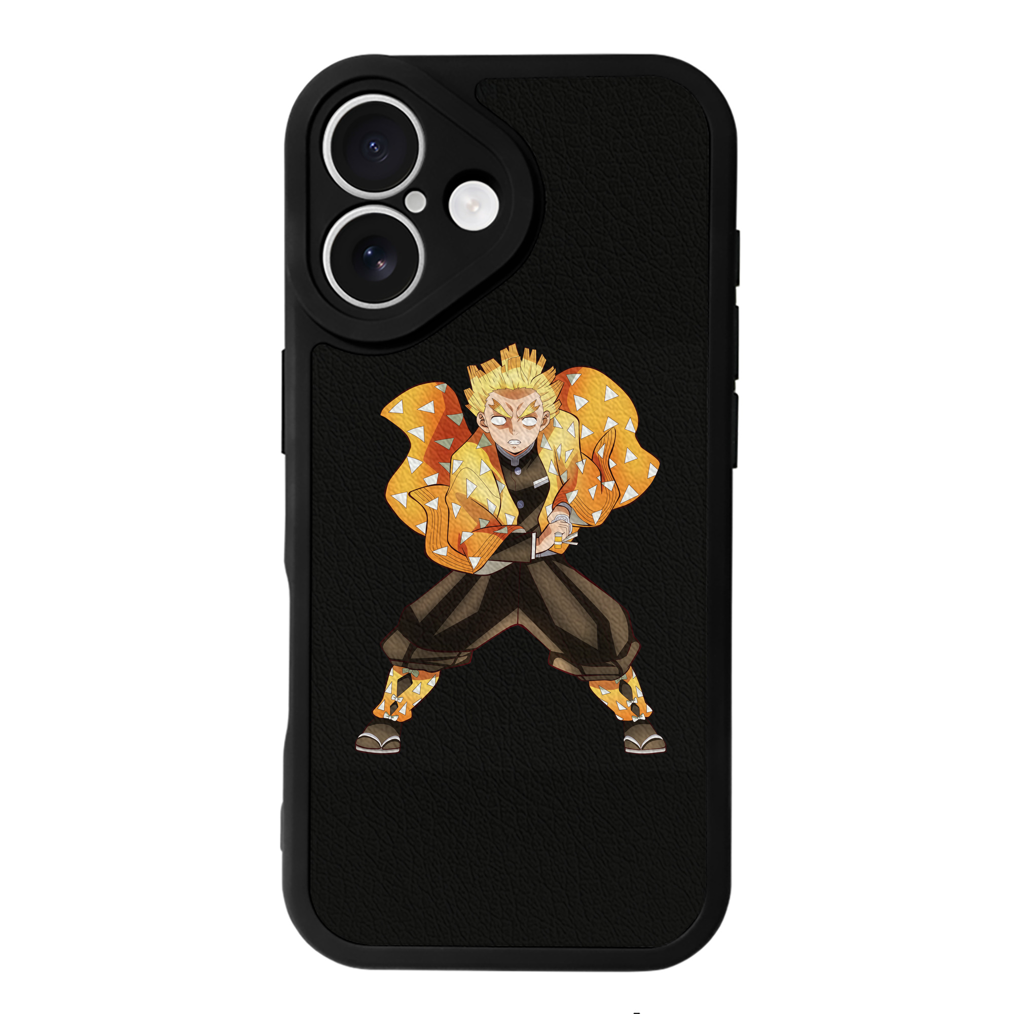 （画像用） 鬼滅の刃（きめつのやいば）我妻 善逸／あがつま ぜんいつ Agatsuma Zenitsu 【iPhone 16シリーズ対応】シリコンスマホケース（レザー調） 材質：シリコン